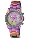Guess Confetti Chronograph Crystals Multicolor Dial Purple Steel Strap Watch For Women - GW0483L5 Authentic Buy Shop Now