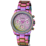 Guess Confetti Chronograph Crystals Multicolor Dial Purple Steel Strap Watch For Women - GW0483L5 Authentic Buy Shop Now