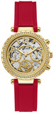 Guess Solstice Diamonds Gold Dial Red Rubber Strap Watch for Women - GW0484L1 Authentic Buy Shop Now