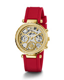 Guess Solstice Diamonds Gold Dial Red Rubber Strap Watch for Women - GW0484L1 Authentic Buy Shop Now