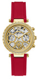 Guess Solstice Diamonds Gold Dial Red Rubber Strap Watch for Women - GW0484L1 Authentic Buy Shop Now
