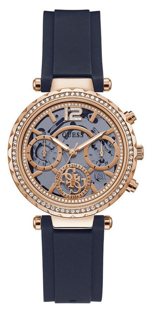 Guess Solistice Diamonds Roe Gold Dial Black Rubber Strap Watch for Women - GW0484L2 Authentic Buy Shop Now
