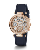 Guess Solistice Diamonds Roe Gold Dial Black Rubber Strap Watch for Women - GW0484L2 Authentic Buy Shop Now