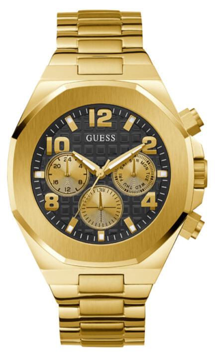 Guess Empire Quartz Black Dial Gold Steel Strap Watch For Men - GW0489G2 Authentic Buy Shop Now