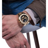 Guess Empire Quartz Black Dial Gold Steel Strap Watch For Men - GW0489G2 Authentic Buy Shop Now