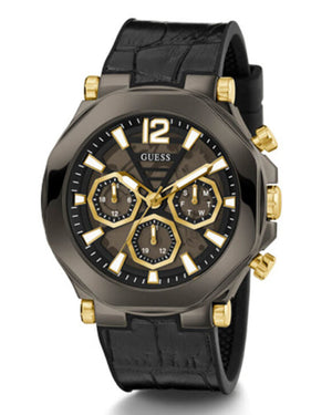 Guess Edge Chronograph Black Dial Black Leather Strap Watch For Men - GW0492G1 Authentic Buy Shop Now