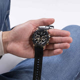 Guess Edge Chronograph Black Dial Black Leather Strap Watch For Men - GW0492G1 Authentic Buy Shop Now