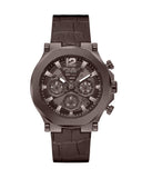 Guess Edge Chronograph Brown Dial Brown Leather Strap Watch For Men - GW0492G2 Authentic Buy Shop Now