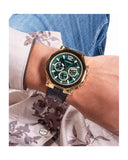 Guess Edge Chronograph Green Dial Black Leather Strap Watch For Men - GW0492G3 Authentic Buy Shop Now
