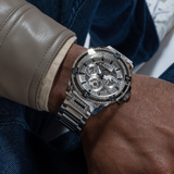 Guess King Quartz Silver Dial Silver Steel Strap Watch For Men - GW0497G1 Authentic Buy Shop Now