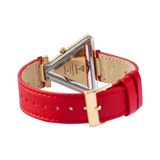Guess Fame Quartz Gold Dial Red Leather Strap Watch For Women - GW0504L2 Authentic Buy Shop Now