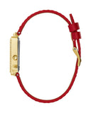 Guess Fame Quartz Gold Dial Red Leather Strap Watch For Women - GW0504L2 Authentic Buy Shop Now