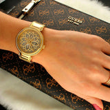 Guess Lily Quartz Gold Dial Gold Steel Strap Watch For Women - GW0528L2 Authentic Buy Shop Now