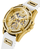 Guess Queen Quartz Gold Dial White Silicone Strap Watch For Women - GW0536L2 Authentic Buy Shop Now