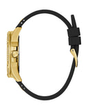 Guess Queen Quartz Gold Dial Black Silicone Strap Watch For Women - GW0536L3 Authentic Buy Shop Now