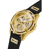 Guess Queen Quartz Gold Dial Black Silicone Strap Watch For Women - GW0536L3 Authentic Buy Shop Now