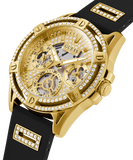 Guess Queen Quartz Gold Dial Black Silicone Strap Watch For Women - GW0536L3 Authentic Buy Shop Now
