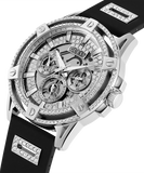 Guess King Quartz Crystals Silver Dial Black Silicone Strap Watch For Men - GW0537G1 Authentic Buy Shop Now