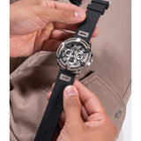 Guess King Quartz Crystals Silver Dial Black Silicone Strap Watch For Men - GW0537G1 Authentic Buy Shop Now