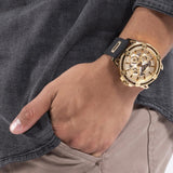 Guess King Quartz Crystals Gold Dial Black Silicone Strap Watch For Men - GW0537G2 Authentic Buy Shop Now