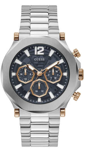 Guess Edge Chronograph Black Dial Silver Steel Strap Watch For Men - GW0539G1 Authentic Buy Shop Now