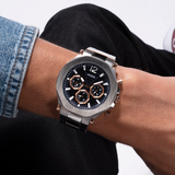Guess Edge Chronograph Black Dial Silver Steel Strap Watch For Men - GW0539G1 Authentic Buy Shop Now