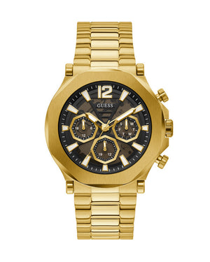 Guess Edge Chronograph Black Dial Gold Steel Strap Watch For Men - GW0539G2 Authentic Buy Shop Now