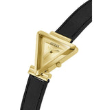 Guess Fame Quartz Gold Dial Black Leather Strap Watch For Women - GW0548L3 Authentic Buy Shop Now