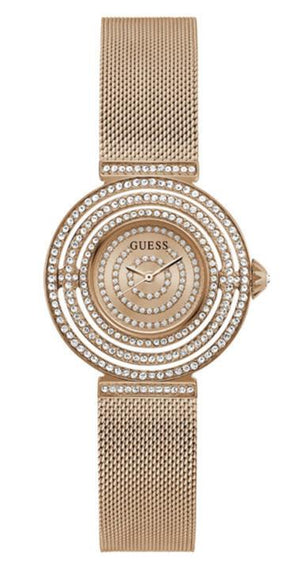 Guess Dream Crystals Rose Gold Dial Rose Gold Mesh Bracelet Watch For Women - GW0550L3 Authentic Buy Shop Now