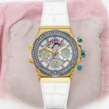 Guess Fusion Chronograph White Dial White Leather Strap Watch For Women - GW0553L2 Authentic Buy Shop Now