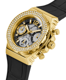 Guess Fusion Chronograph Black Dial Black Leather Strap Watch For Women - GW0553L4 Authentic Buy Shop Now