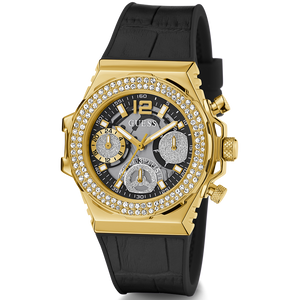 Guess Fusion Chronograph Black Dial Black Leather Strap Watch For Women - GW0553L4 Authentic Buy Shop Now