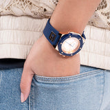 Guess Athena White Dial White Dial Blue Rubber Strap Watch For Women - GW0030L5 Authentic Buy Shop Now