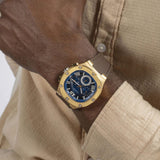 Guess Headline Chronograph Blue Dial Brown Silicone Strap Watch For Men - GW0571G5 Authentic Buy Shop Now