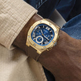 Guess Headline Chronograph Blue Dial Brown Silicone Strap Watch For Men - GW0571G5 Authentic Buy Shop Now