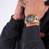 Guess Headliner Multifunction Black Dial Gold Steel Strap Watch For Men - GW0572G2 Authentic Buy Shop Now