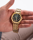 Guess Asset Quartz Green Dial Gold Steel Strap Watch For Men - GW0575G2 Authentic Buy Shop Now