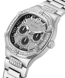 Guess Duke Glitz Black Dial Silver Steel Strap Watch For Men - GW0576G1 Authentic Buy Shop Now