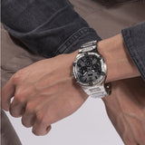 Guess Duke Glitz Black Dial Silver Steel Strap Watch For Men - GW0576G1 Authentic Buy Shop Now