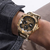 Guess Duke Glitz Crystals Gold Dial Gold Steel Strap Watch For Men - GW0576G2 Authentic Buy Shop Now