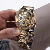 Guess Duke Glitz Crystals Gold Dial Gold Steel Strap Watch For Men - GW0576G2 Authentic Buy Shop Now