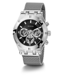 Guess Continental Quartz Black Dial Silver Mesh Strap Watch For Men - GW0582G1 Authentic Buy Shop Now