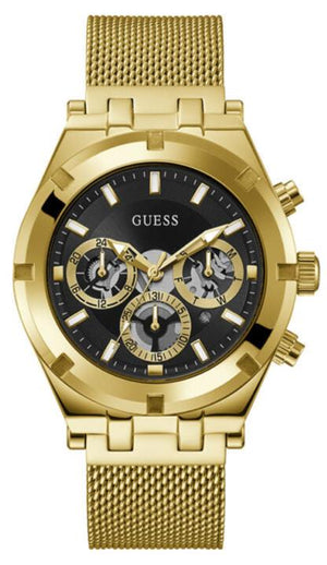 Guess Continental Chronograph Black Dial Gold Mesh Strap Watch For Men - GW0582G2 Authentic Buy Shop Now