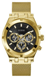 Guess Continental Chronograph Black Dial Gold Mesh Strap Watch For Men - GW0582G2 Authentic Buy Shop Now
