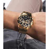 Guess Continental Chronograph Black Dial Gold Mesh Strap Watch For Men - GW0582G2 Authentic Buy Shop Now