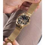 Guess Continental Chronograph Black Dial Gold Mesh Strap Watch For Men - GW0582G2 Authentic Buy Shop Now