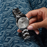 Guess Cubed Analog Silver Dial Silver Steel Strap Watch For Women - GW0606L1 Authentic Buy Shop Now