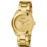 Guess Cubed Analog Gold Dial Gold Steel Strap Watch For Women - GW0606L2 Authentic Buy Shop Now