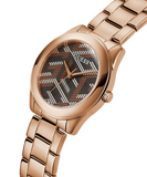 Guess Cubed Analog Black Dial Rose Gold Steel Strap Watch For Women - GW0607L3 Authentic Buy Shop Now
