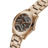 Guess Cubed Analog Black Dial Rose Gold Steel Strap Watch For Women - GW0607L3 Authentic Buy Shop Now